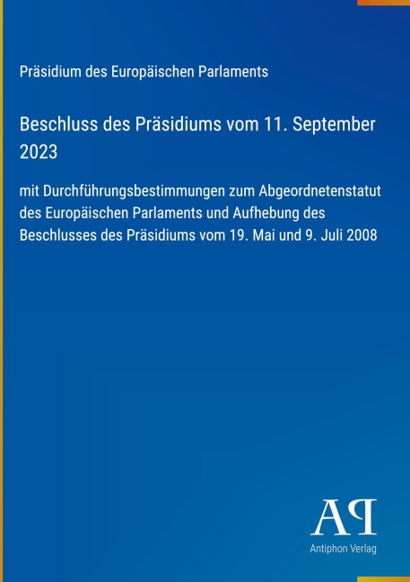 Beschluss des Präsidiums vom 11. September 2023 - Präsidium des Europäischen Parlaments