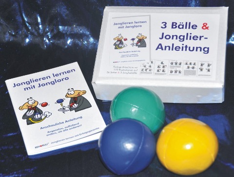 3 Bälle & Jonglier-Anleitung (blau, grün, gelb) - Ehlers Stephan
