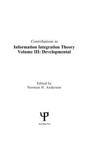 Contributions To Information Integration Theory - 