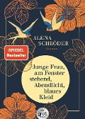 Cover-Bild zum Titel 'Junge Frau, am Fenster stehend, Abendlicht, blaues Kleid' von 'Alena Schröder'