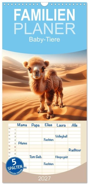 Familienplaner 2027 - Baby-Tiere mit 5 Spalten (Wandkalender, 21 x 45 cm) CALVENDO - Peter R. Stuhlmann