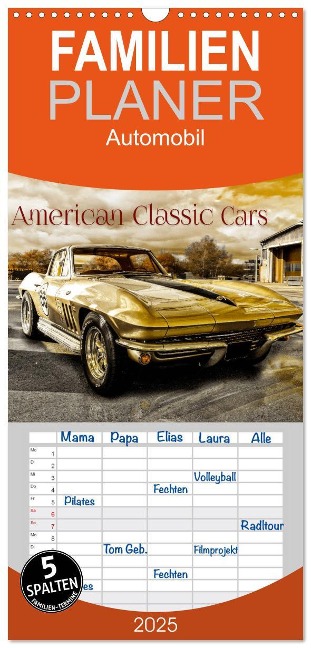 Familienplaner 2025 - American Classic Cars mit 5 Spalten (Wandkalender, 21 x 45 cm) CALVENDO - Christian Chrombacher