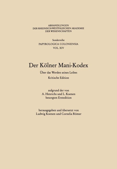 Der Kölner Mani-Kodex - Ludwig (Hrsg. Koenen