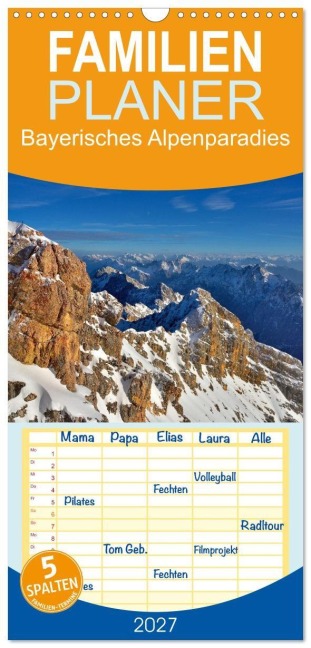 Familienplaner 2027 - Bayerisches Alpenparadies mit 5 Spalten (Wandkalender, 21 x 45 cm) CALVENDO - Dieter Wilczek