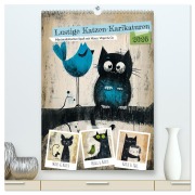 Cover-Bild zum Titel 'Lustige Katzen-Karikaturen - Minimalistischer Spaß mit Maus, Vogel und Co (hochwertiger Premium Wandkalender 2026 DIN A2 hoch), Kunstdruck in Hochglanz' von 'Anja Frost'