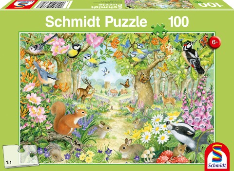 Tiere im Wald. Puzzle 100 Teile - 