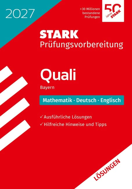 STARK Lösungen zu Mathematik, Deutsch, Englisch 9. Klasse - Quali Mittelschule 2027 Bayern - Prüfungsvorbereitung - 