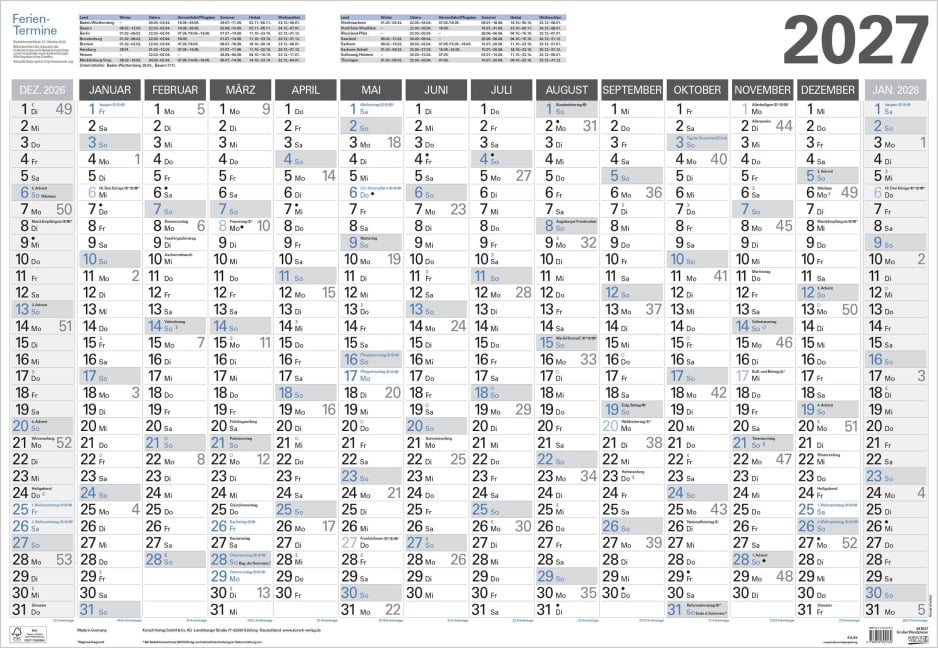 Großer Wandtimer 2027 - 
