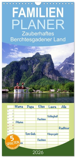 Familienplaner 2026 - Zauberhaftes Berchtesgadener Land mit 5 Spalten (Wandkalender, 21 x 45 cm) CALVENDO - Lothar Reupert