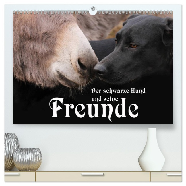 Der schwarze Hund und seine Freunde (hochwertiger Premium Wandkalender 2026 DIN A2 quer), Kunstdruck in Hochglanz - Michael Gsödl