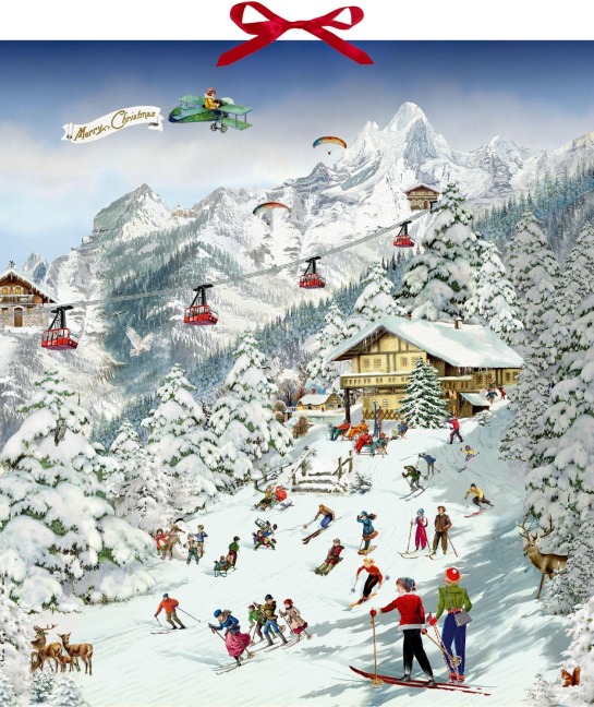 Wand-Adventskalender - Fröhliche Skifreizeit in den Bergen - 