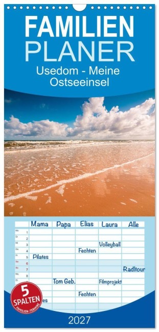 Familienplaner 2027 - Usedom - Meine Ostseeinsel mit 5 Spalten (Wandkalender, 21 x 45 cm) CALVENDO - Martin Wasilewski