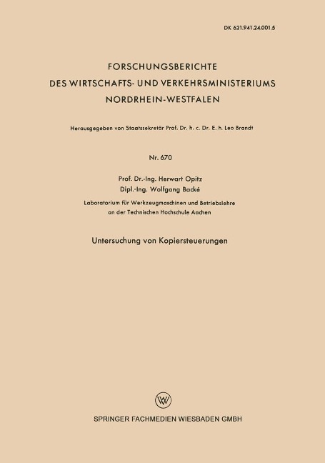 Untersuchung von Kopiersteuerungen - Herwart Opitz