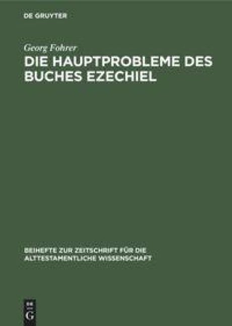 Die Hauptprobleme des Buches Ezechiel - Georg Fohrer