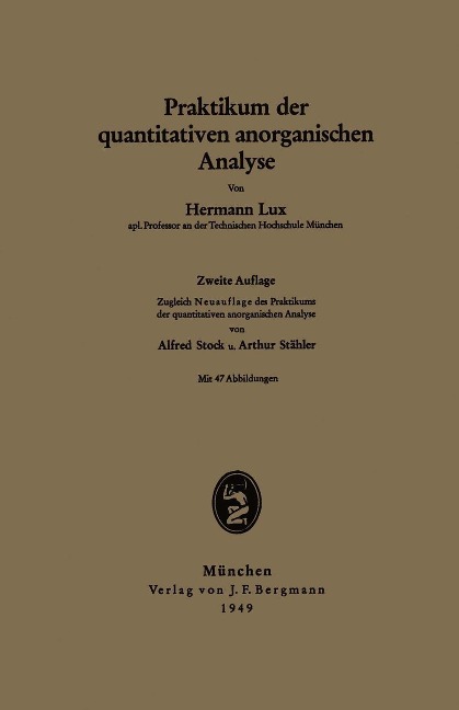 Praktikum der quantitativen anorganischen Analyse - Hermann Lux