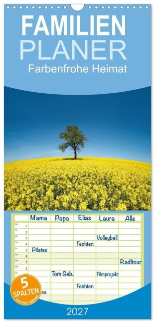 Familienplaner 2027 - Farbenfrohe Heimat mit 5 Spalten (Wandkalender, 21 x 45 cm) CALVENDO - Bettina Dittmann