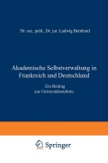 Cover-Bild zum Titel 'Akademische Selbstverwaltung in Frankreich und Deutschland' von 'Ludwig Bernhard'