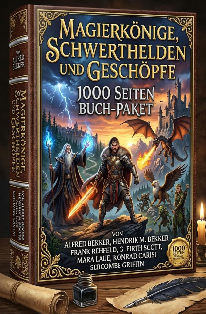 Magierkönige, Schwerthelden und Geschöpfe: 1000 Seiten Fantasy Buch-Paket - Alfred Bekker