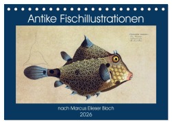 Cover-Bild zum Titel 'Antike Fischillustrationen nach Marcus Elieser Bloch (Tischkalender 2026 DIN A5 quer), CALVENDO Monatskalender' von 'Kavodedition Bonheur18 Marena Camadini Switzerland'