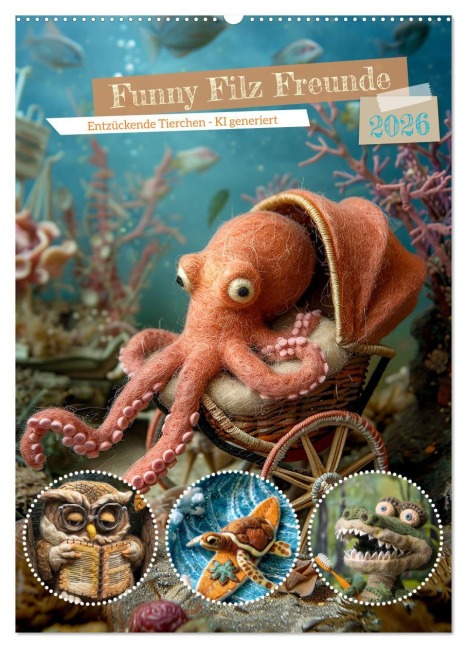 Funny Filz Freunde (Wandkalender 2026 DIN A2 hoch), CALVENDO Monatskalender - Cathrin Illgen