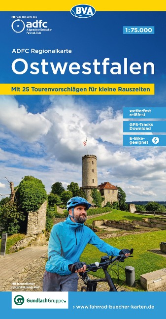 ADFC-Regionalkarte Ostwestfalen, 1:75.000, mit Tagestourenvorschlägen, reiß- und wetterfest, E-Bike-geeignet, GPS-Tracks Download - 