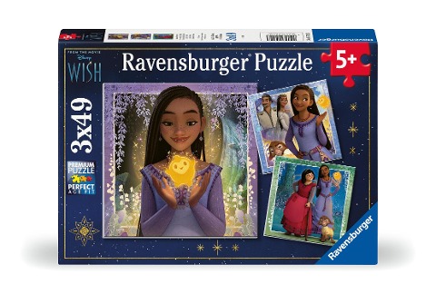 Ravensburger Kinderpuzzle 05702 - Disney Wish - 3x49 Teile Disney Wish Puzzle für Kinder ab 5 Jahren - 
