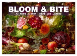 Cover-Bild zum Titel 'Bloom und Bite. KI mixt Blumen, Obst und Gemüse (Wandkalender 2026 DIN A2 quer), CALVENDO Monatskalender' von 'Hanna Wagner'