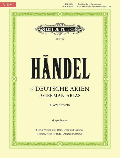9 Deutsche Arien HWV 202-210 / URTEXT - Georg Friedrich Händel
