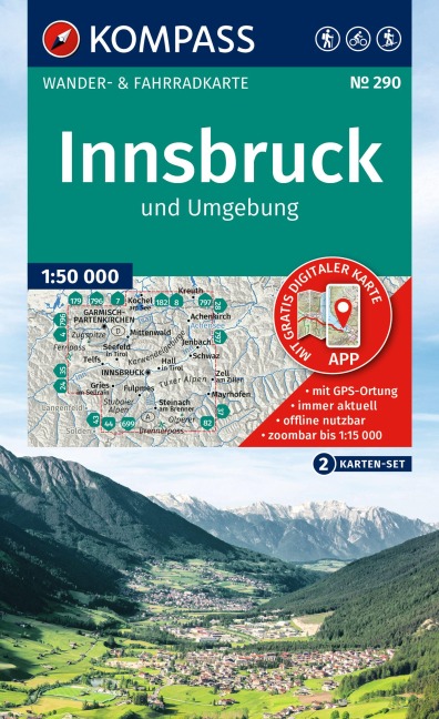 KOMPASS Wanderkarten-Set 290 Innsbruck und Umgebung (2 Karten) 1:50.000 - 