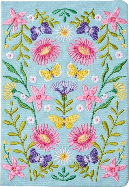 Blütenträume Notizbuch bestickt, A5 - 240 Seiten, mint - 