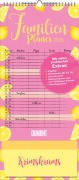 Familienplaner Krimskrams mit Tasche 2026 - 4 Spalten - Familienkalender 22x49 cm - mit Ferienterminen - Stundenplänen - Wandkalender - Wandplaner - 