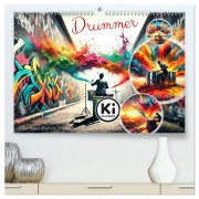 Cover-Bild zum Titel 'Drummer - Color Splash Rhythms: Trommelschläge und Farbexplosionen (hochwertiger Premium Wandkalender 2026 DIN A2 quer), Kunstdruck in Hochglanz' von 'Marco Warstat'