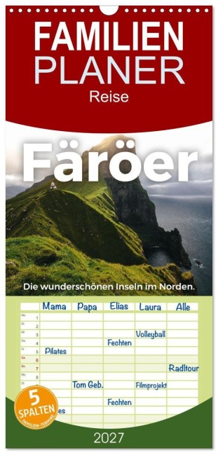 Familienplaner 2027 - Färöer - Die wunderschönen Inseln im Norden. mit 5 Spalten (Wandkalender, 21 x 45 cm) CALVENDO - M. Scott
