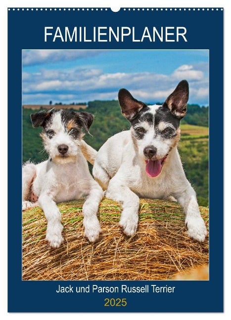 Familienplaner Jack und Parson Russell Terrier (Wandkalender 2025 DIN A2 hoch), CALVENDO Monatskalender - Sigrid Starick