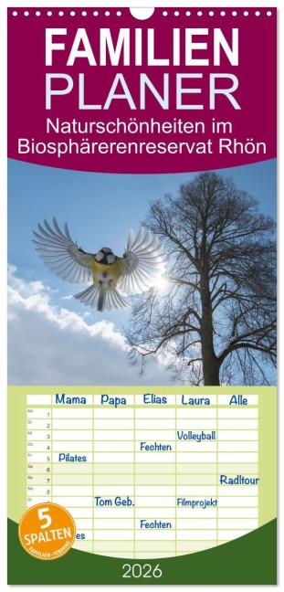 Familienplaner 2026 - Naturschönheiten im Biosphärerenreservat Rhön mit 5 Spalten (Wandkalender, 21 x 45 cm) CALVENDO - Manfred Hempe