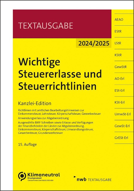 Wichtige Steuererlasse und Steuerrichtlinien - 