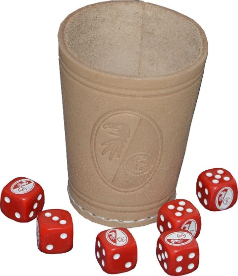SC Freiburg Leder-Würfelbecher mit 6 Würfeln - 