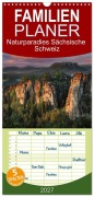 Cover-Bild zum Titel 'Familienplaner 2027 - Naturparadies Sächsische Schweiz mit 5 Spalten (Wandkalender, 21 x 45 cm) CALVENDO' von 'Stefan Becker'