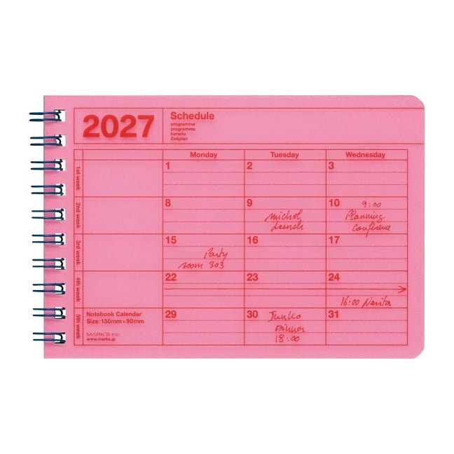 MARK'S 2027 Notebook Calendar XS // Neon Pink - 