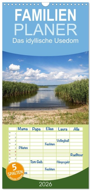 Familienplaner 2026 - Das idyllische Usedom mit 5 Spalten (Wandkalender, 21 x 45 cm) CALVENDO - Thomas Becker