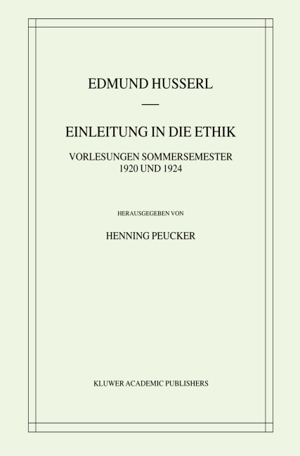 Einleitung in die Ethik - 