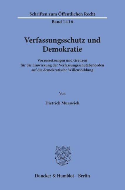 Verfassungsschutz und Demokratie - Dietrich Murswiek