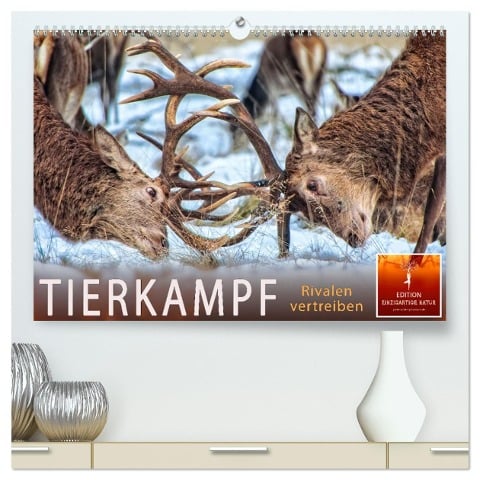 Tierkampf - Rivalen vertreiben (hochwertiger Premium Wandkalender 2024 DIN A2 quer), Kunstdruck in Hochglanz - Peter Roder