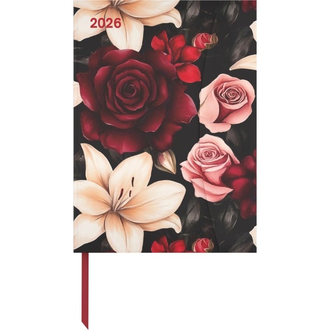 Dark Flowers 2026 - Diary - Buchkalender - Taschenkalender - 16x22 - 