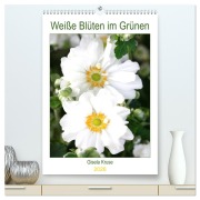 Weiße Blüten im Grünen (hochwertiger Premium Wandkalender 2026 DIN A2 hoch), Kunstdruck in Hochglanz - Gisela Kruse