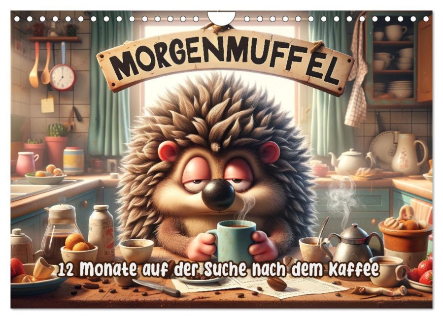 Morgenmuffel: 12 Monate auf der Suche nach dem Kaffee (Wandkalender 2026 DIN A4 quer), CALVENDO Monatskalender - Artefacti Artefacti