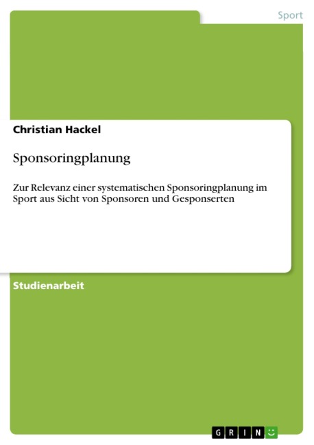 Sponsoringplanung - Christian Hackel