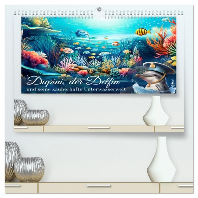 Dupini, der Delfin, und seine zauberhafte Unterwasserwelt (hochwertiger Premium Wandkalender 2026 DIN A2 quer), Kunstdruck in Hochglanz - Sabine Löwer