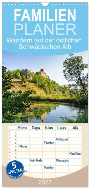 Familienplaner 2027 - Wandern auf der östlichen Schwäbischen Alb mit 5 Spalten (Wandkalender, 21 x 45 cm) CALVENDO - Monika Scheurer