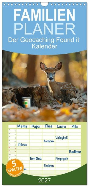 Familienplaner 2027 - Der Geocaching Found it Kalender mit 5 Spalten (Wandkalender, 21 x 45 cm) CALVENDO - Kerstin Waurick